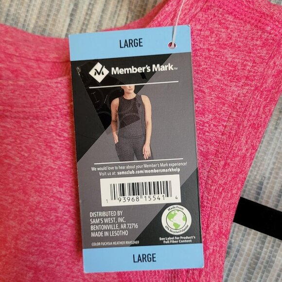 NWT Member's Mark Women's Pink Heather Soft Rib Cropped Tank Top Size Large - Picture 4 of 12